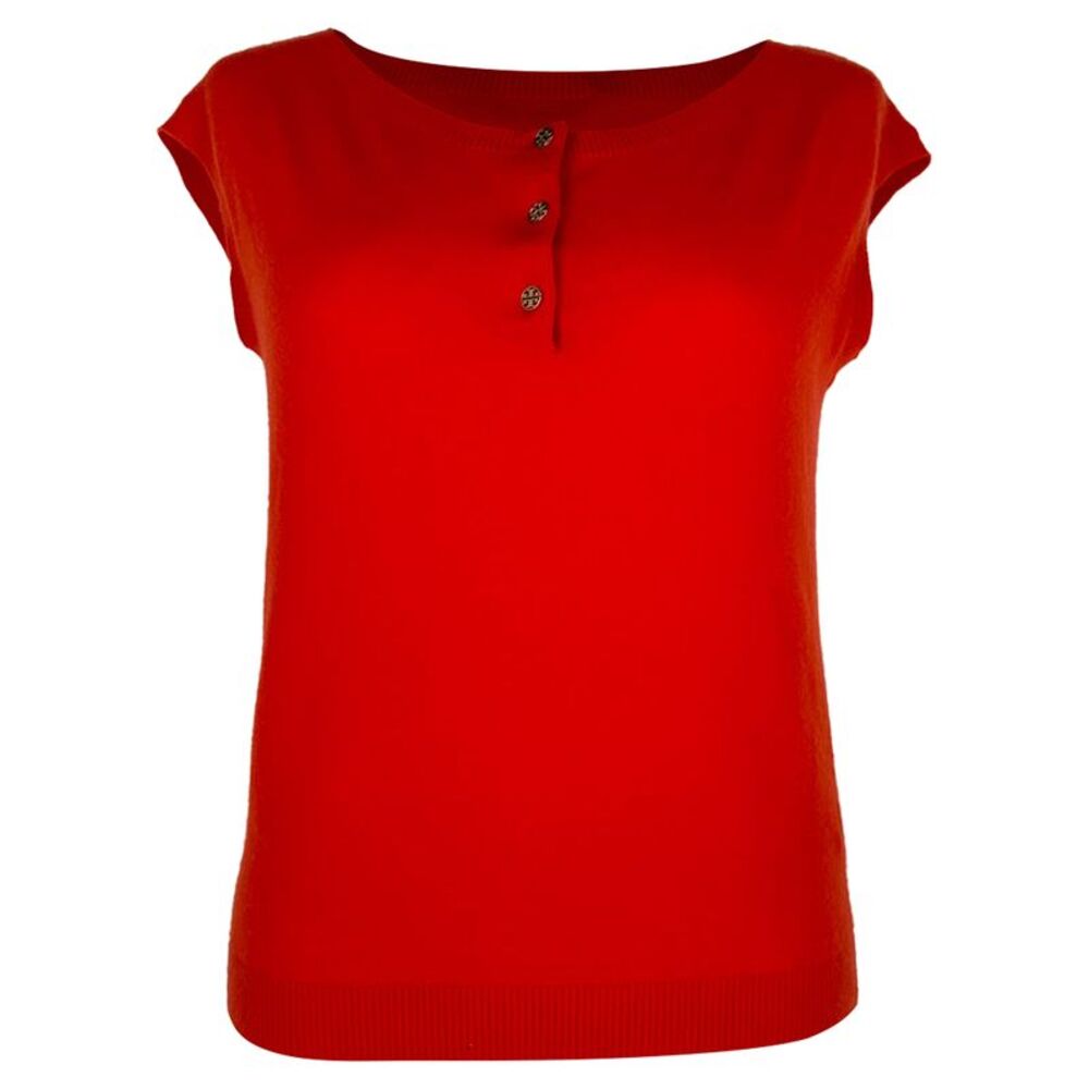 Tory Burch Knitted Sleeveless Top in Red Cashmere